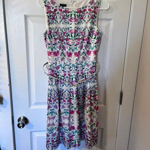 Talbots, Floral Tank Fit and Flare Tank Dress, 4 Petite